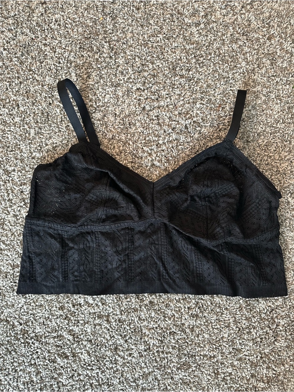 aerie Black Lace Longline Bralette NWT